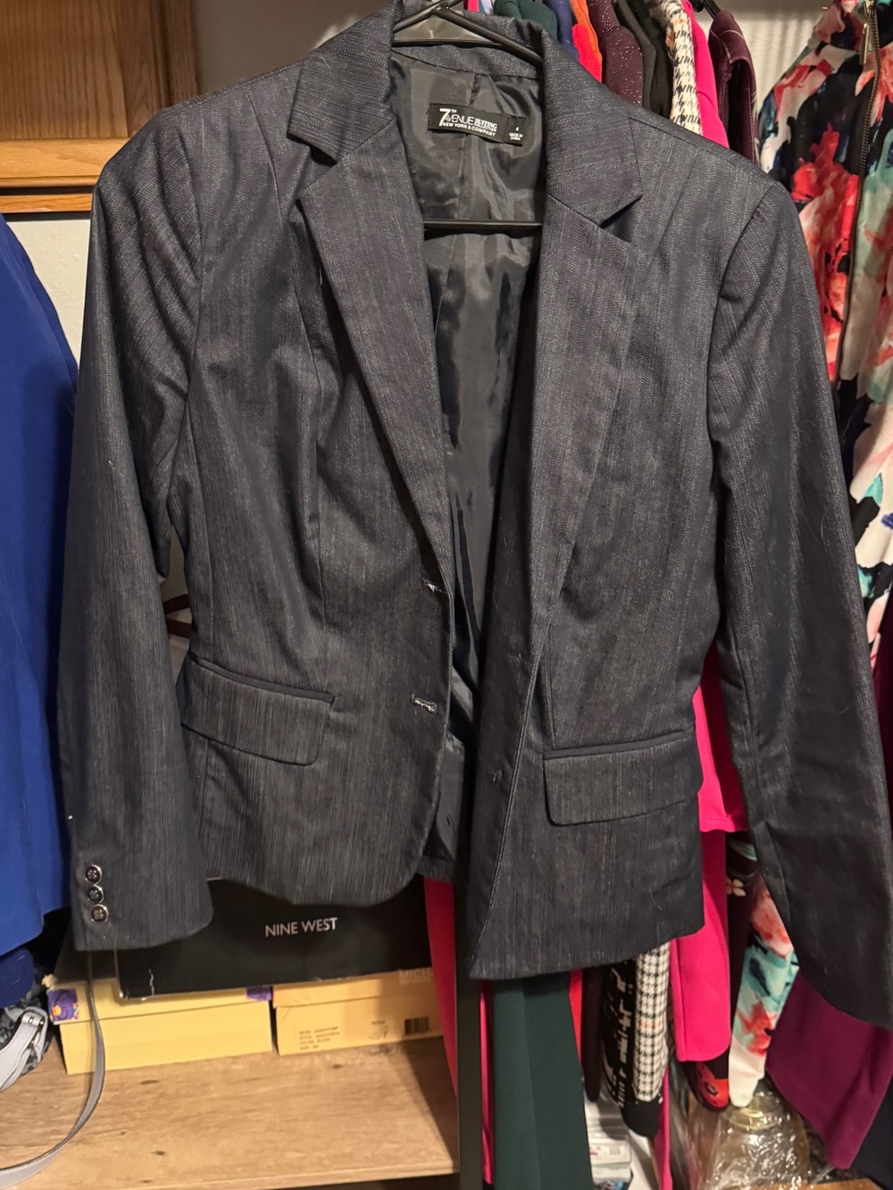 New York & Company Charcoal Pinstripe Blazer